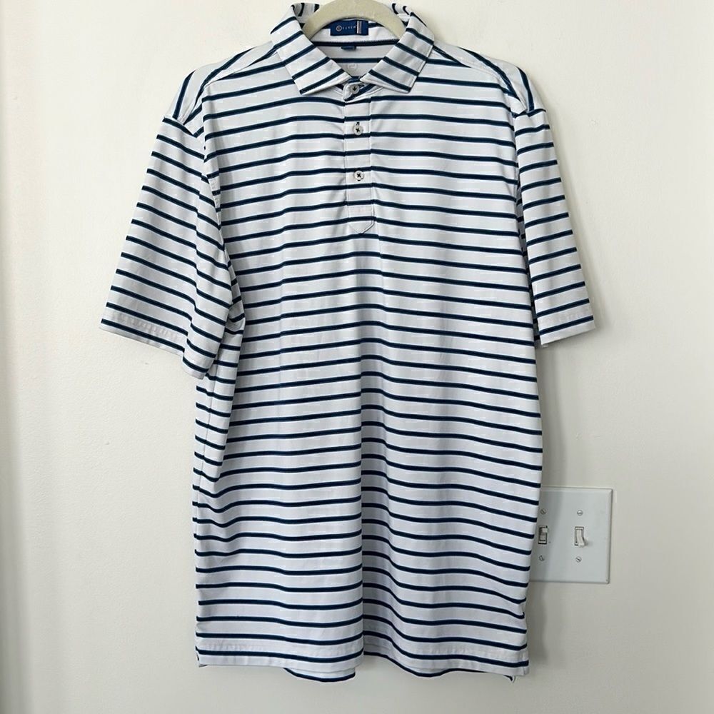 Stitch Striped Relaxed Fit Polo Golf Shirt M